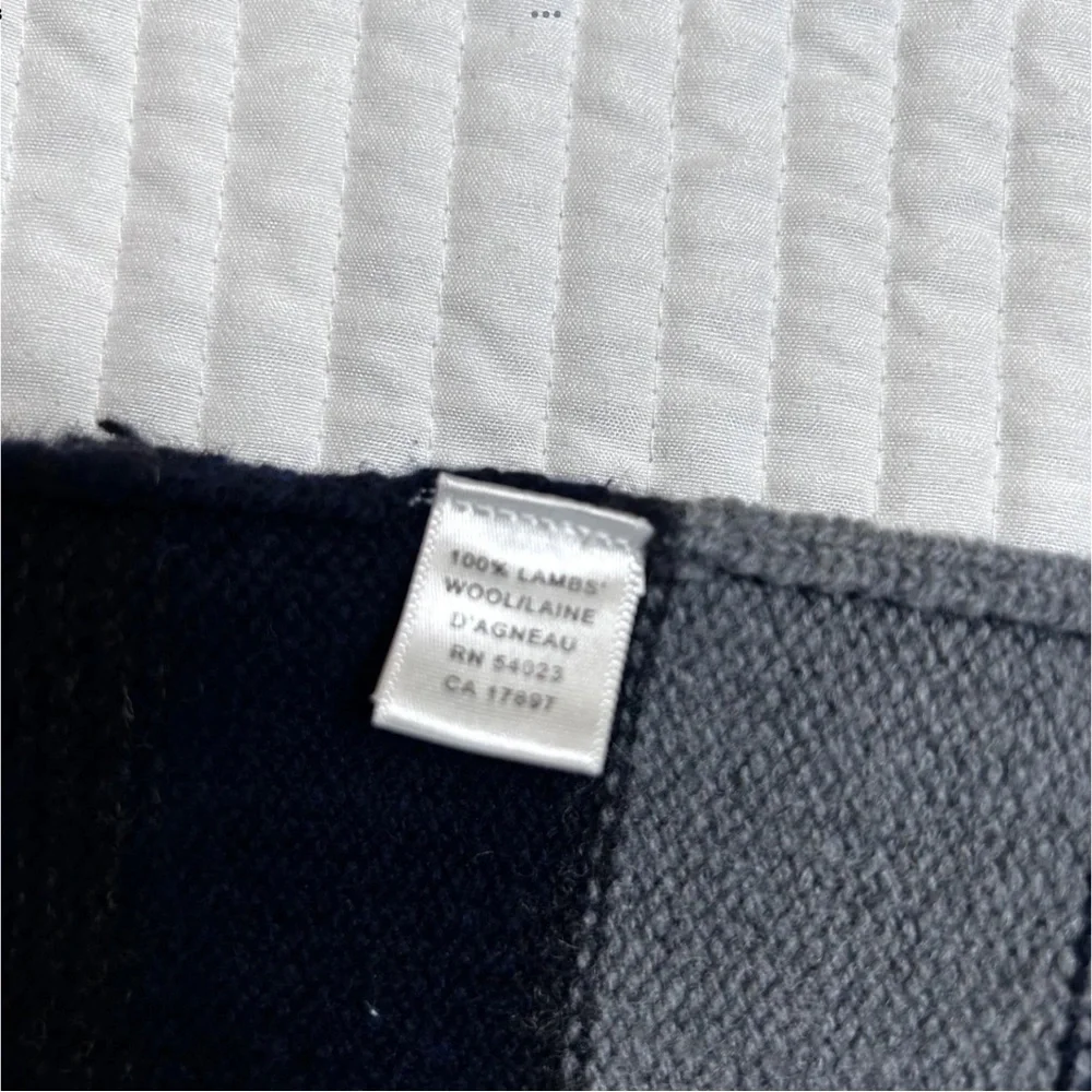 Vtg Banana Republic 100% Lambs Wool Turtleneck Sweater Mens XL Navy Striped